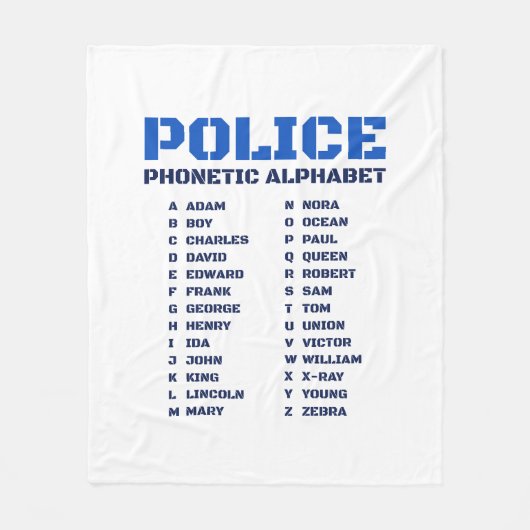 完全警察AからZアルファベット フリースブランケット (正面)