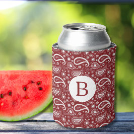 完全赤と白ペイズリーモノグラム 缶クーラー