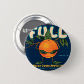 完全 – オレンジ色のクレートラベル 缶バッジ (正面&裏面)