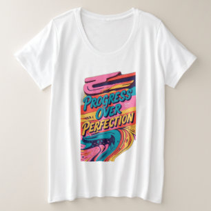 完成を越えて進歩する プラスサイズTシャツ
