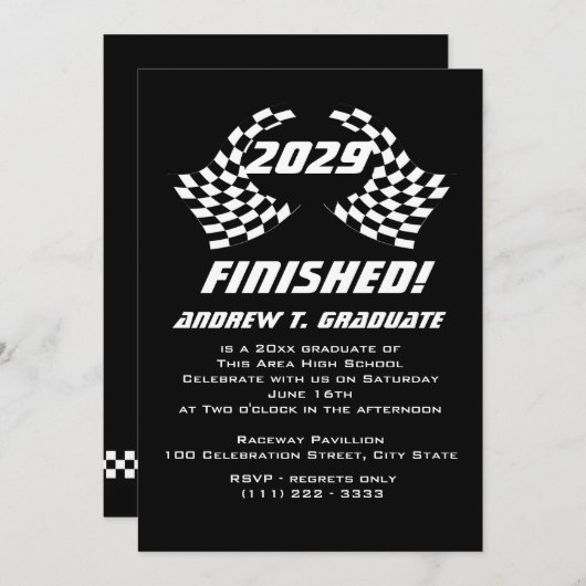 完成競走旗の卒業招待状 招待状 (正面/裏面)