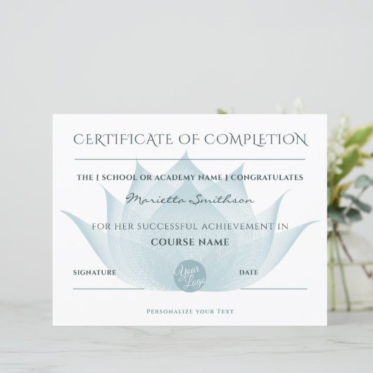 完成証明書ヨガ用ハス花霊気 (スタンド正面)