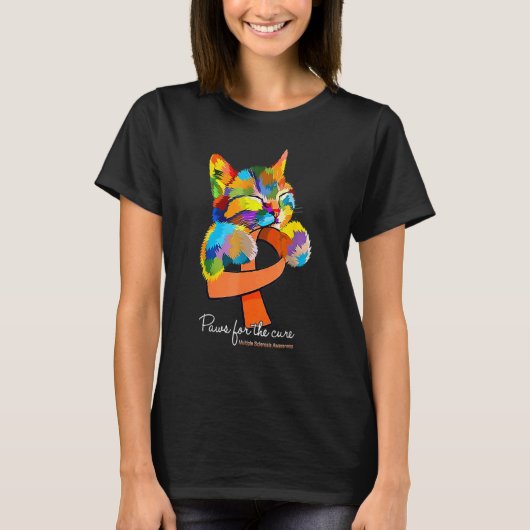 完治を願う猫 多発性硬化症啓発 Tシャツ (正面)