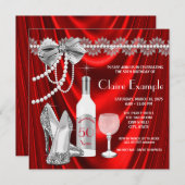 完熟した大人の赤い誕生日パーティー 招待状 (正面/裏面)