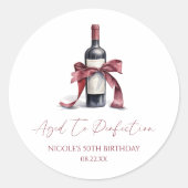 完熟した赤ワインのボウ バースデーパーティー ラウンドシール (正面)