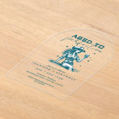 完熟のカウガール青い誕生日パーティー アクリル招待状 (レイダウン)