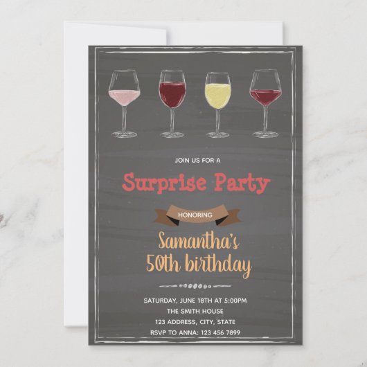 完熟のチャコレートボード ワイン招待状 招待状 (正面)