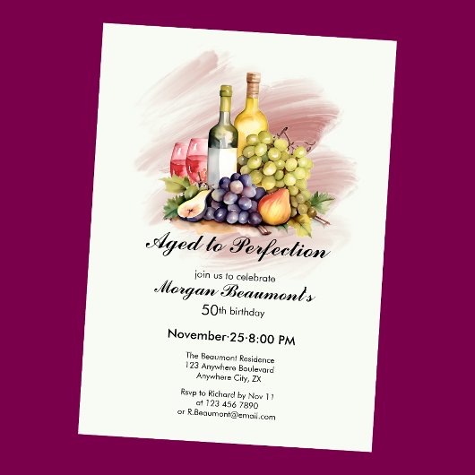 完熟のワインパーティー 50歳の誕生日をお祝いしよう 招待状