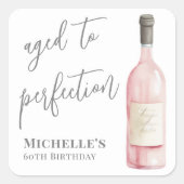 完熟シンプルしたワイン誕生日 スクエアシール (正面)