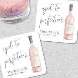 完熟シンプルしたワイン誕生日 スクエアペーパーコースター