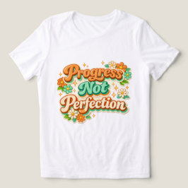 完璧でなく進歩を 花柄 レトロ モチベーション トライブレンドTシャツ