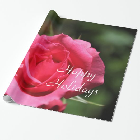 完璧で素敵な夏の熱いピンクのバラの花写真 ラッピングペーパー (アンロールド)