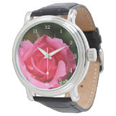完璧で素敵な夏の熱いピンクのバラの花写真 腕時計 (アングル)