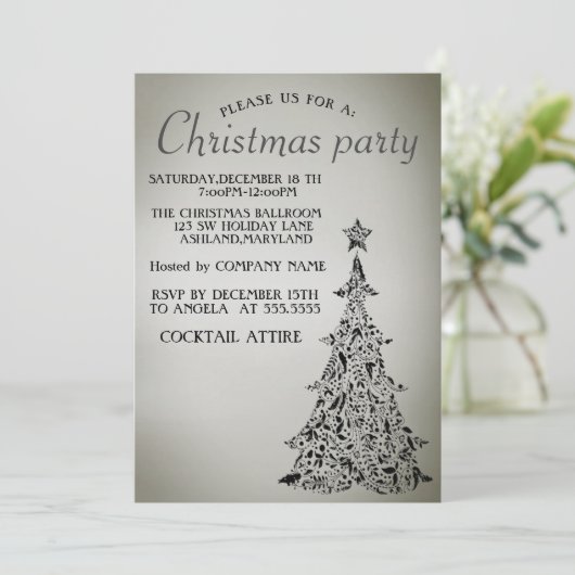 完璧で美しエレガントいクリスマスツリーを招待 招待状 (スタンド正面)