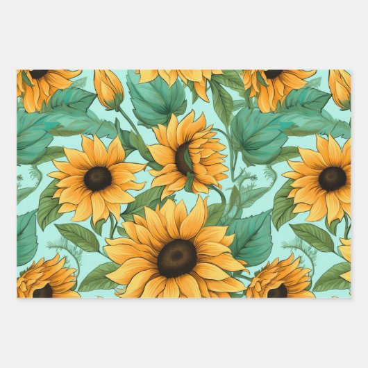 完璧なかわいらしひまわり包装紙シート ラッピングペーパーシート (正面2)