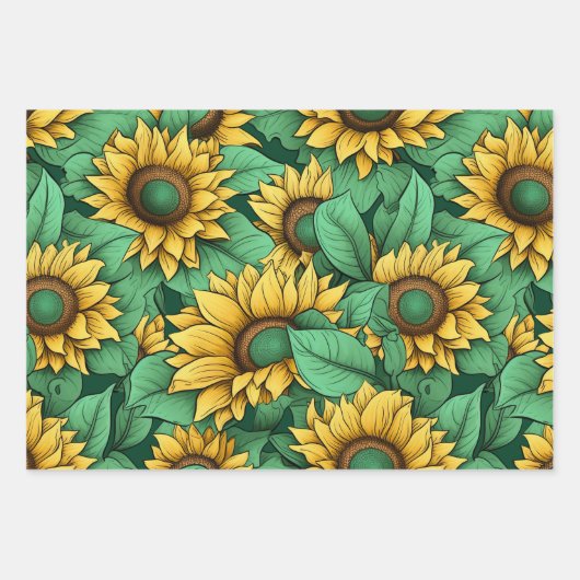 完璧なかわいらしひまわり包装紙シート ラッピングペーパーシート (正面)