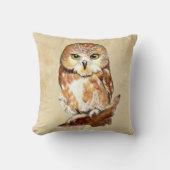 完璧なはっきりした、居心地の良い宇宙フクロウ水彩プリント クッション (正面)