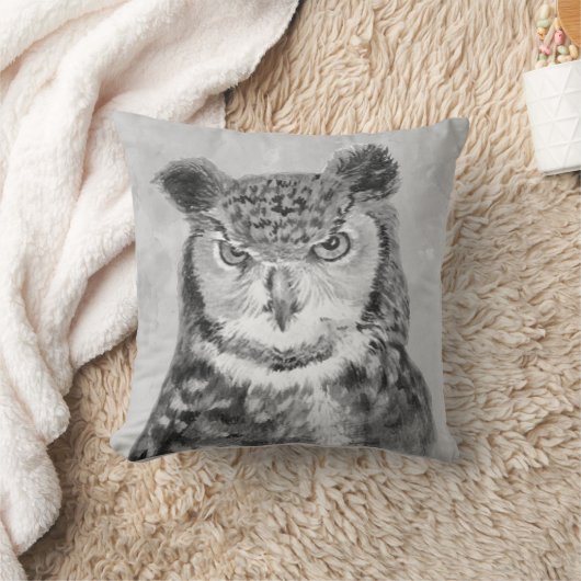 完璧なはっきりした、居心地の良い宇宙フクロウ水彩プリント クッション (ブランケット)