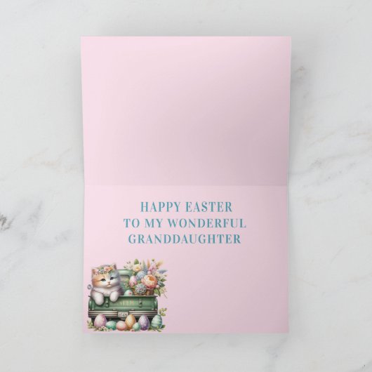 完璧なイースターの願い - トラックに乗ったかわいい子猫たち シーズンカード (内部)