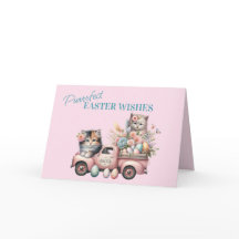 完璧なイースターの願い - トラックに乗ったかわいい子猫たち