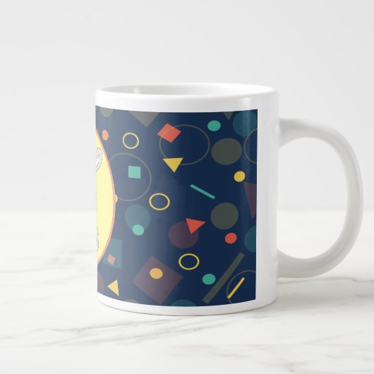 完璧なウサギの幾何学的パターン ジャンボコーヒーマグカップ (右)
