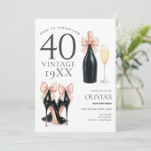 完璧なエイジング グラム 40代シャンパン 誕生日おめでとう 招待状 (スタンド正面)