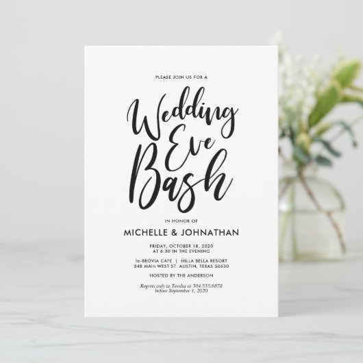 完璧なエレガントな結婚式のリハーサルディナー招待状 招待状 (スタンド正面)