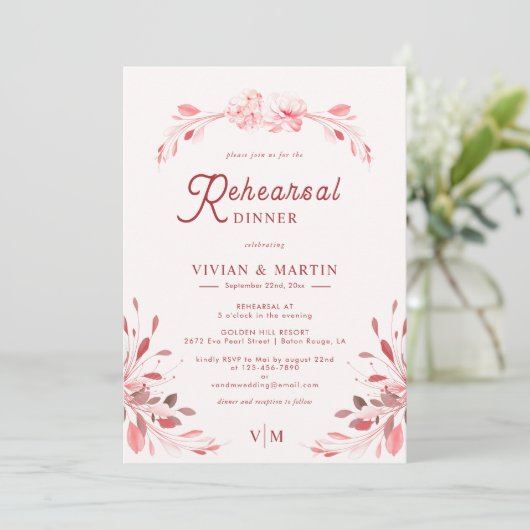 完璧なエレガント桜ピンクリハーサルディナー 招待状 (スタンド正面)