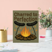 完璧なキャンプファイアおもしろいホットドッグにチャレッド アクリルサイン (ウェディング)