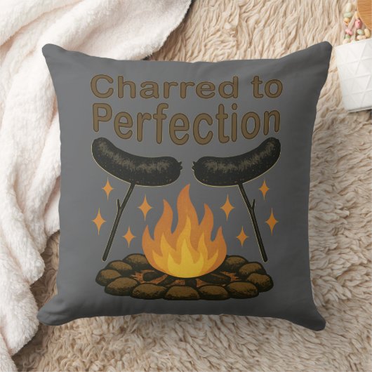 完璧なキャンプファイアおもしろいホットドッグにチャレッド クッション (ブランケット)