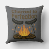 完璧なキャンプファイアおもしろいホットドッグにチャレッド クッション (裏面)