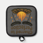 完璧なキャンプファイアおもしろいホットドッグにチャレッド 鍋敷き (正面)