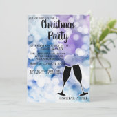 完璧なキラキラしたワイングラスのクリスマス招待状 招待状 (スタンド正面)