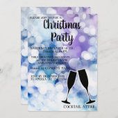 完璧なキラキラしたワイングラスのクリスマス招待状 招待状 (正面/裏面)