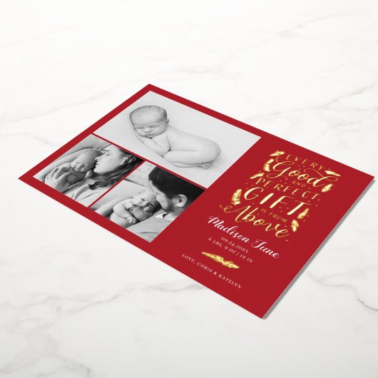 完璧なギフトフォイルのホリデーカード誕生のお知らせ 箔シーズンカード (回転した状態)