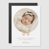 完璧なギフト白と金ゴールド誕生のお知らせ マグネット招待状 (正面/裏面)