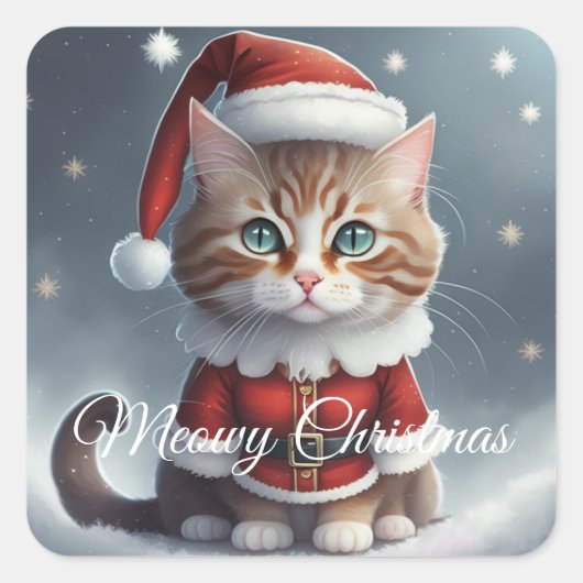 完璧なクリスマスを過ごす~ニャー^-^ スクエアシール (正面)
