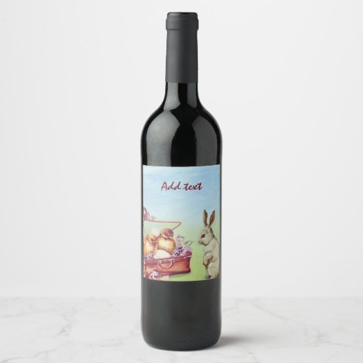 完璧なクールハッピーイースターヴィンテージ ワインラベル (正面)