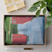 完璧なケーブル、写真パーフェクト赤い納屋とサイロ 薄葉紙 (ギフト)