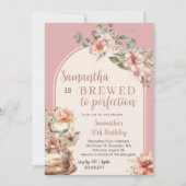 完璧なコーヒー誕生日に醸造されたフローラ 招待状 (正面)