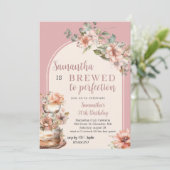 完璧なコーヒー誕生日に醸造されたフローラ 招待状 (スタンド正面)