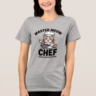 完璧なシェフ猫シャツ、面白い料理猫Tシャツ トライブレンドTシャツ