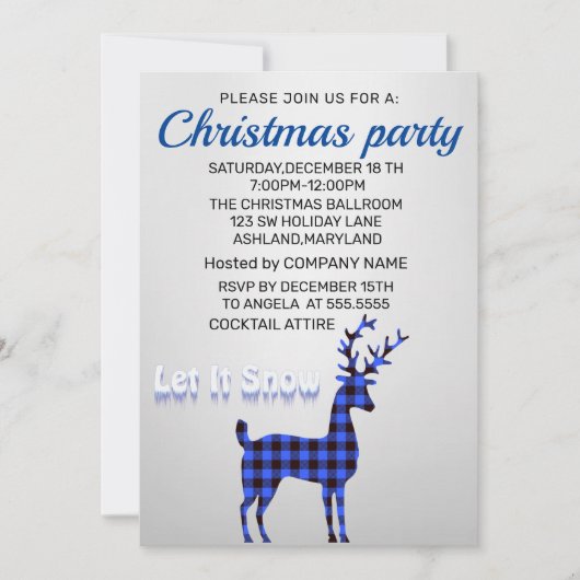 完璧なシルバーブエレガントルーシャインクリスマス 招待状 (正面)