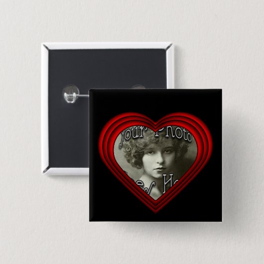 完璧なハートフォトフレームテンプレート 缶バッジ (正面&裏面)