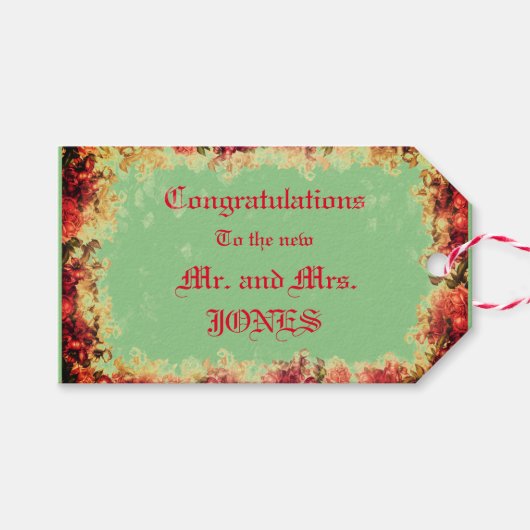 完璧なバラ-結婚の抱き枕ギフトラベル ギフトタグ (正面(横))