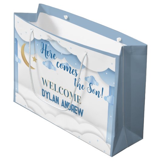 完璧なパーソナライズされた男の赤ちゃん ラージペーパーバッグ (正面アングル)