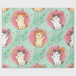 完璧なパーティー猫たち - 祝祭的なパターン ラッピングペーパー