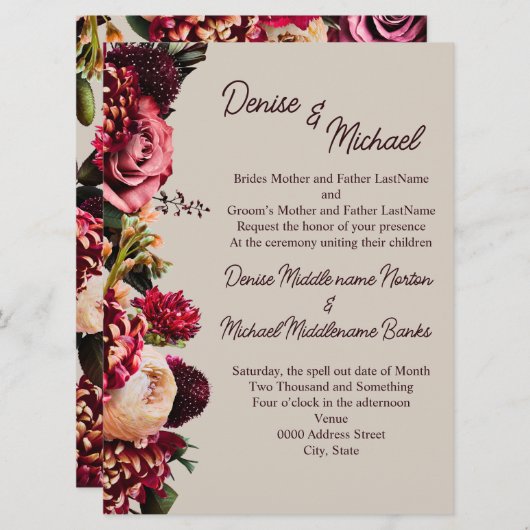 完璧なパールの菊 招待状 (正面/裏面)