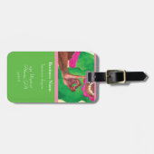完璧なピンクと緑のレディースカード ラゲッジタグ (正面横)