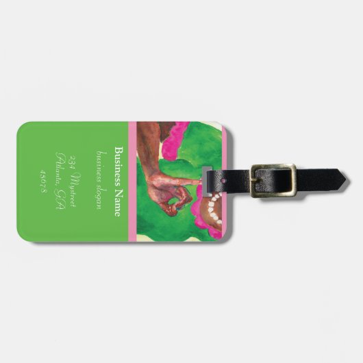 完璧なピンクと緑のレディースカード ラゲッジタグ (正面横)